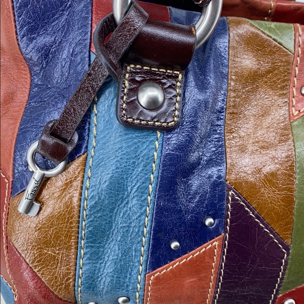 Fossil Multicolored Patchwork Leather Satchel BIN6